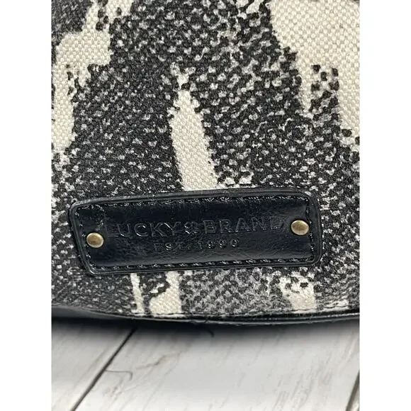Lucky brand Shoulder Women Bag Zig Zag Zebra Canvas Pattern - Picture 2 of 7